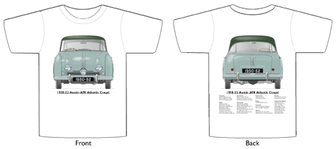 Austin A90 Atlantic Coupe 1950-52 T-shirt Front & Back